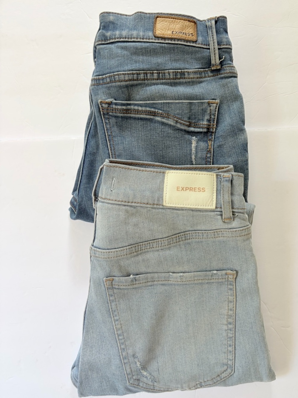 Express Jeans Bundle Women Size 4 Skinny Mid Rise Distressed Denim 2 Pair